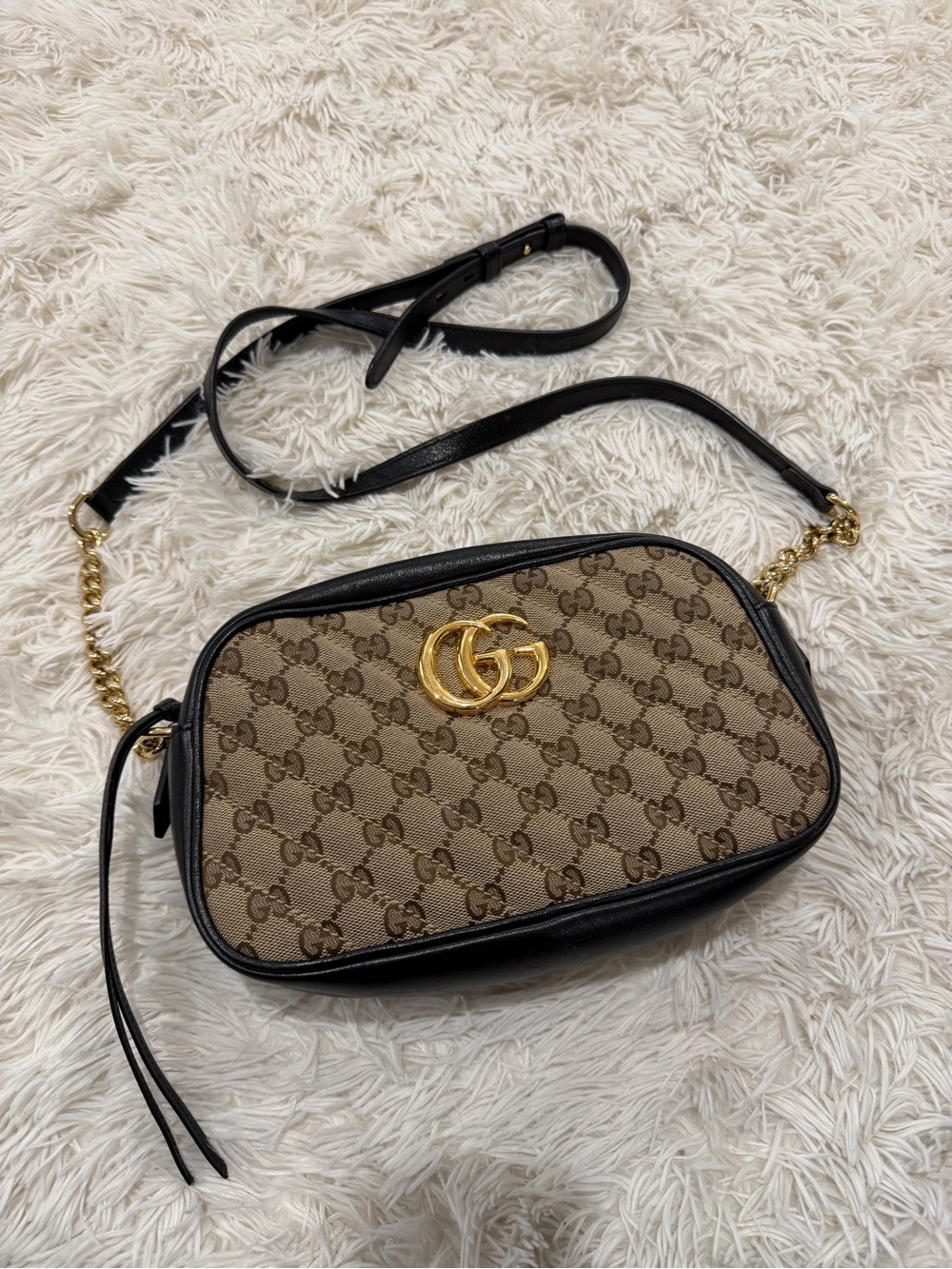 Gucci GG Marmont Beige Brown Monogram Camera Bag
